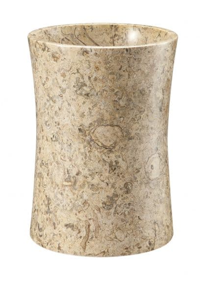 Vinca Collection Waste Bin 7"-Marble Crafter-MC-BA01-6FS-DecorFossil Stone Waste Bin-3-France and Son