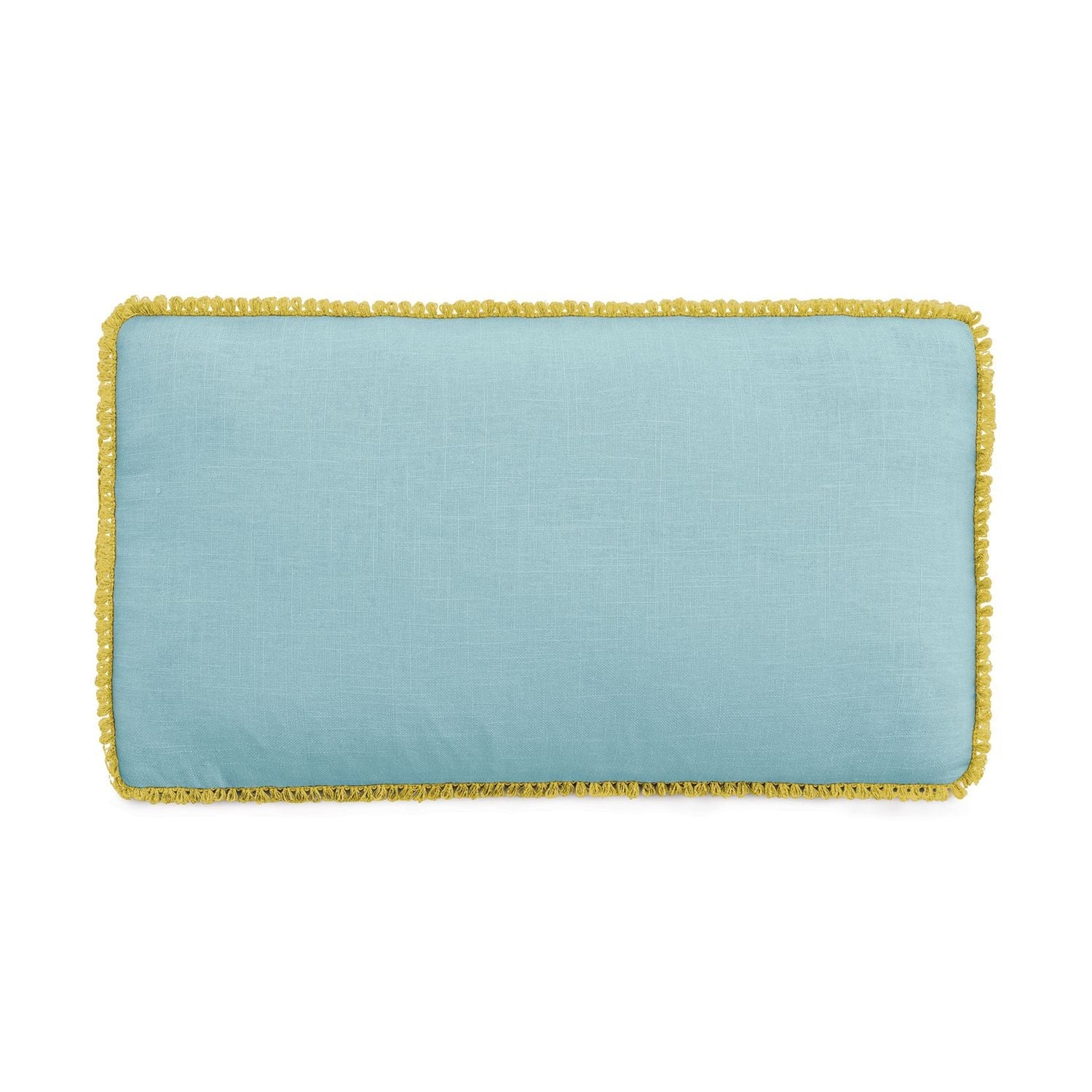 Additional view of Villa Blanca Boxed Decorative Pillow in aqua and chartreuse.