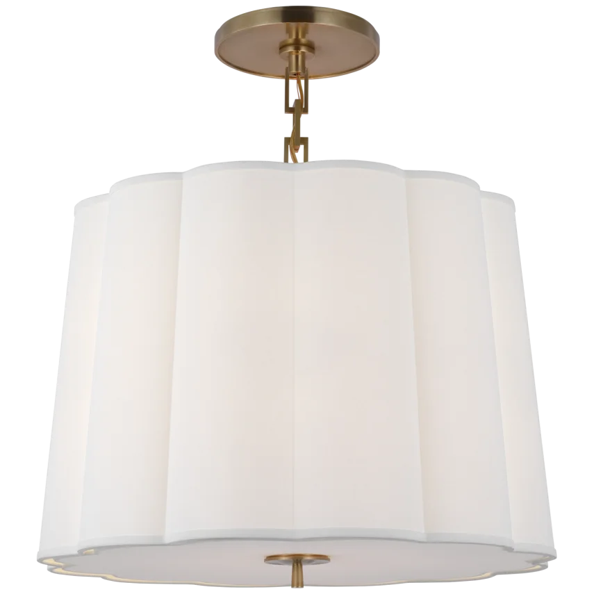 Simclop Large Hanging Shade-Visual Comfort-VISUAL-BBL 5015SB-L-Flush MountsSoft Brass-Linen Shade-3-France and Son