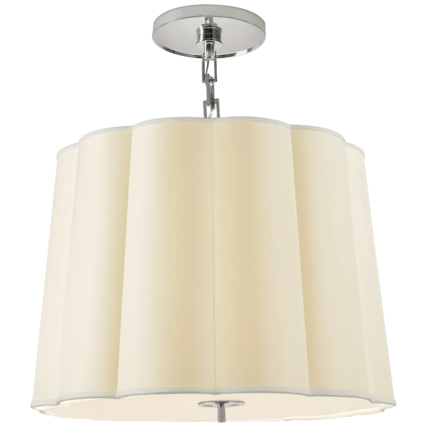 Simclop Large Hanging Shade-Visual Comfort-VISUAL-BBL 5015SS-S-Flush MountsSoft Silver-Silk Shade-6-France and Son