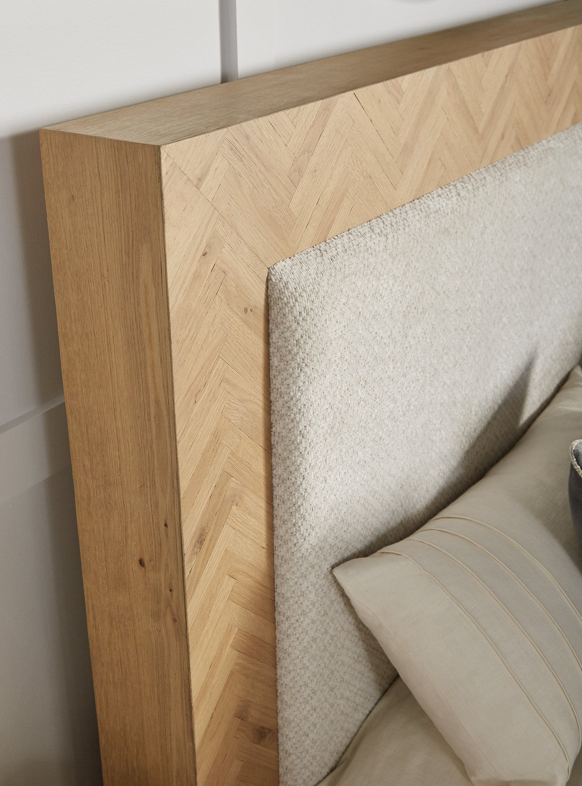 Garrison Cal-King Upholstered Bed - White, Brown
