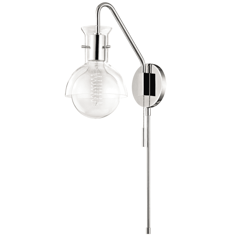 Riley 1 Light Wall Sconce With Plug - With Glass-Mitzi-HVL-HL111101G-PN-Wall LightingPolished Nickel-2-France and Son
