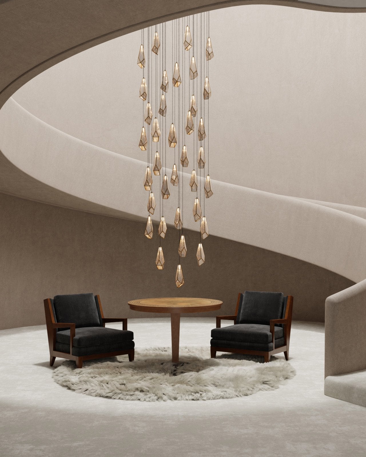 Glace Mirror 36-Light Round Multi-Drop Pendant