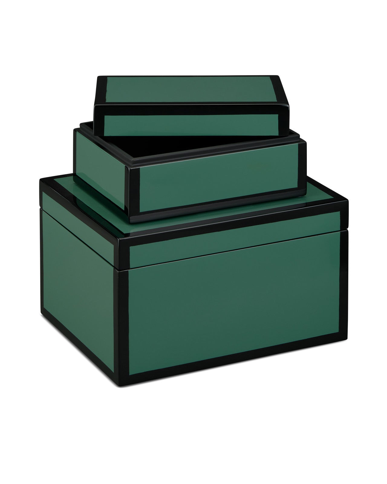 Green Lacquer Box Set of 2