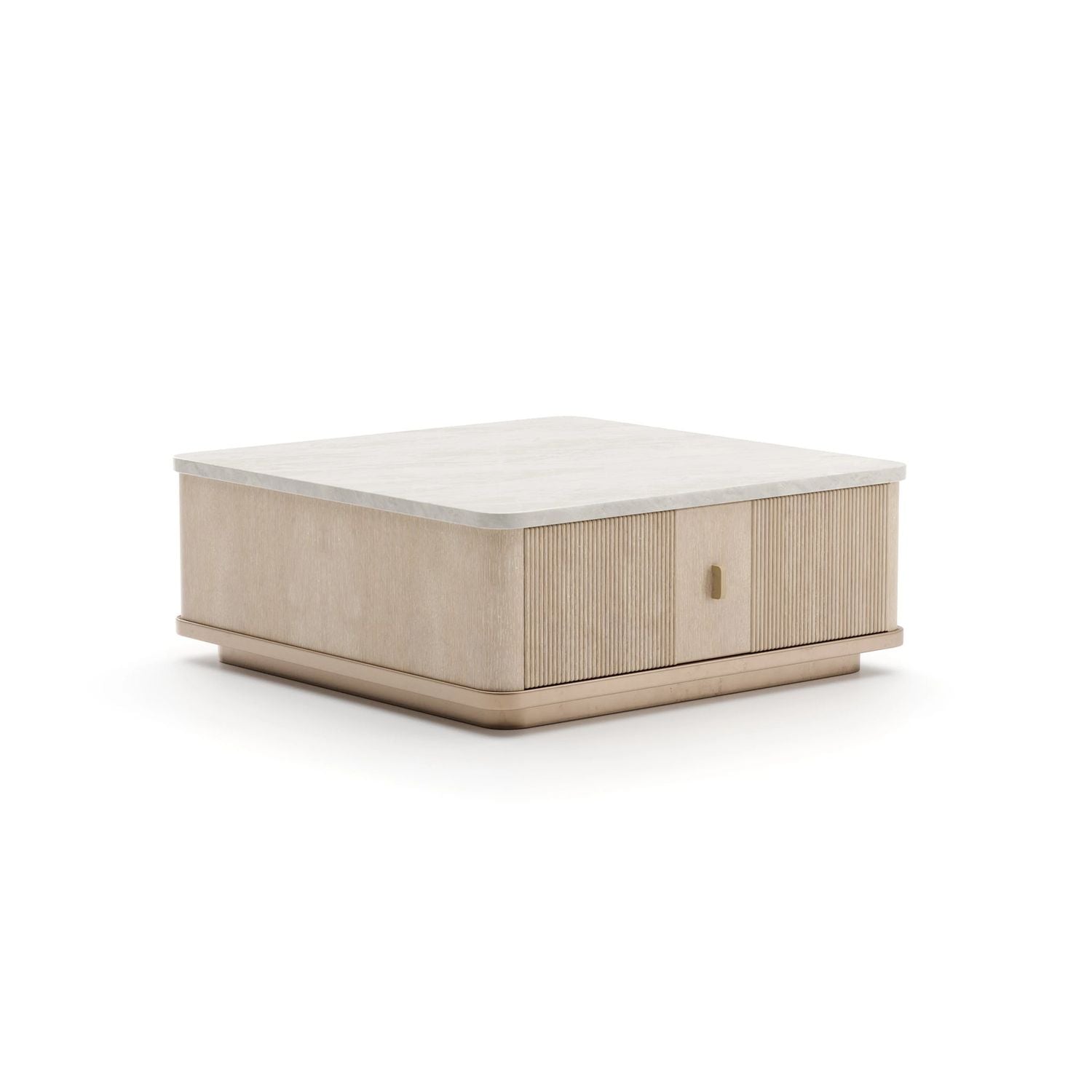 Alternate view of Rhythm Square Cocktail Table in light beige and warm taupe.
