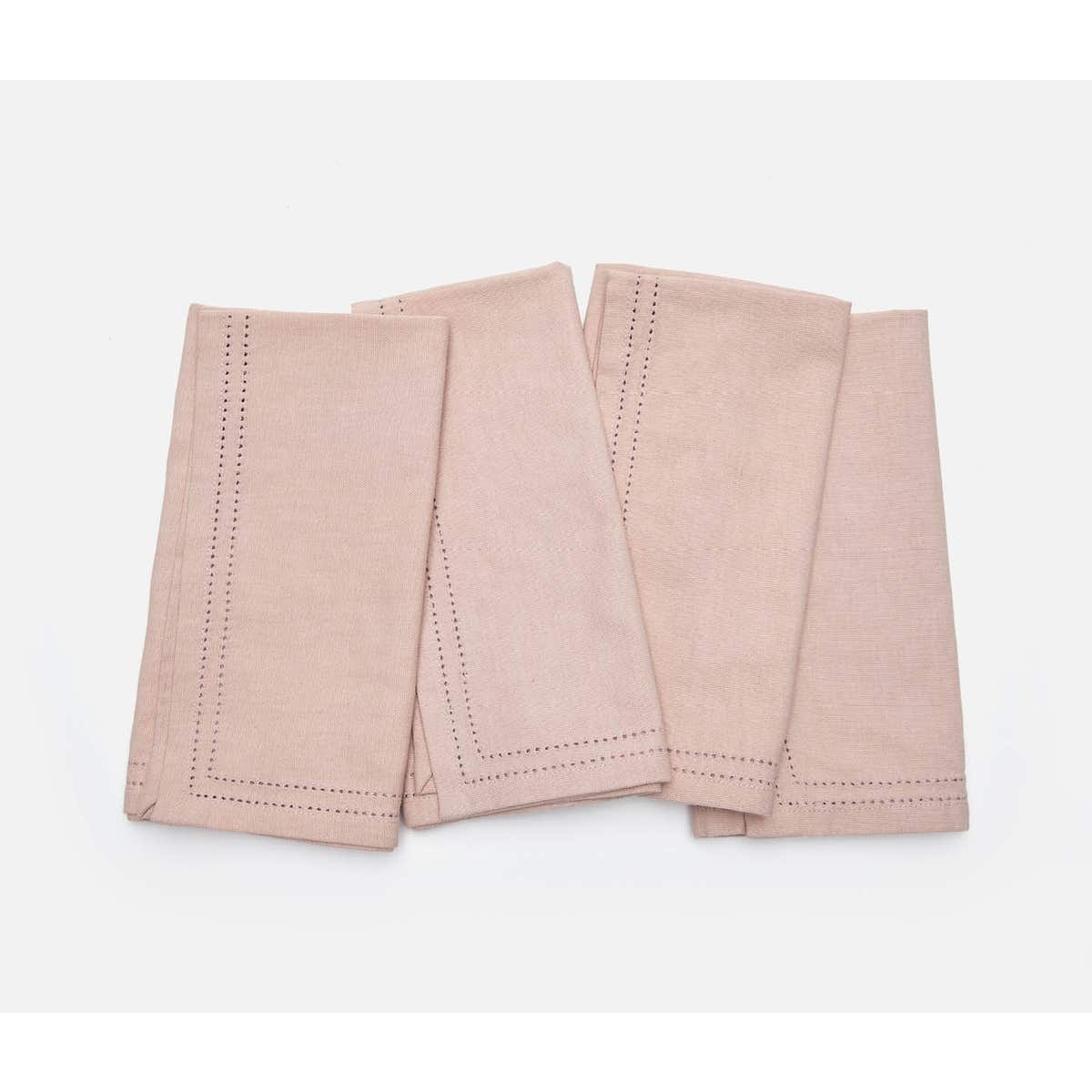 Betty Dusty Rose Double Eyelet Cocktail Napkin Cotton Canvas 10X10 Pack/4