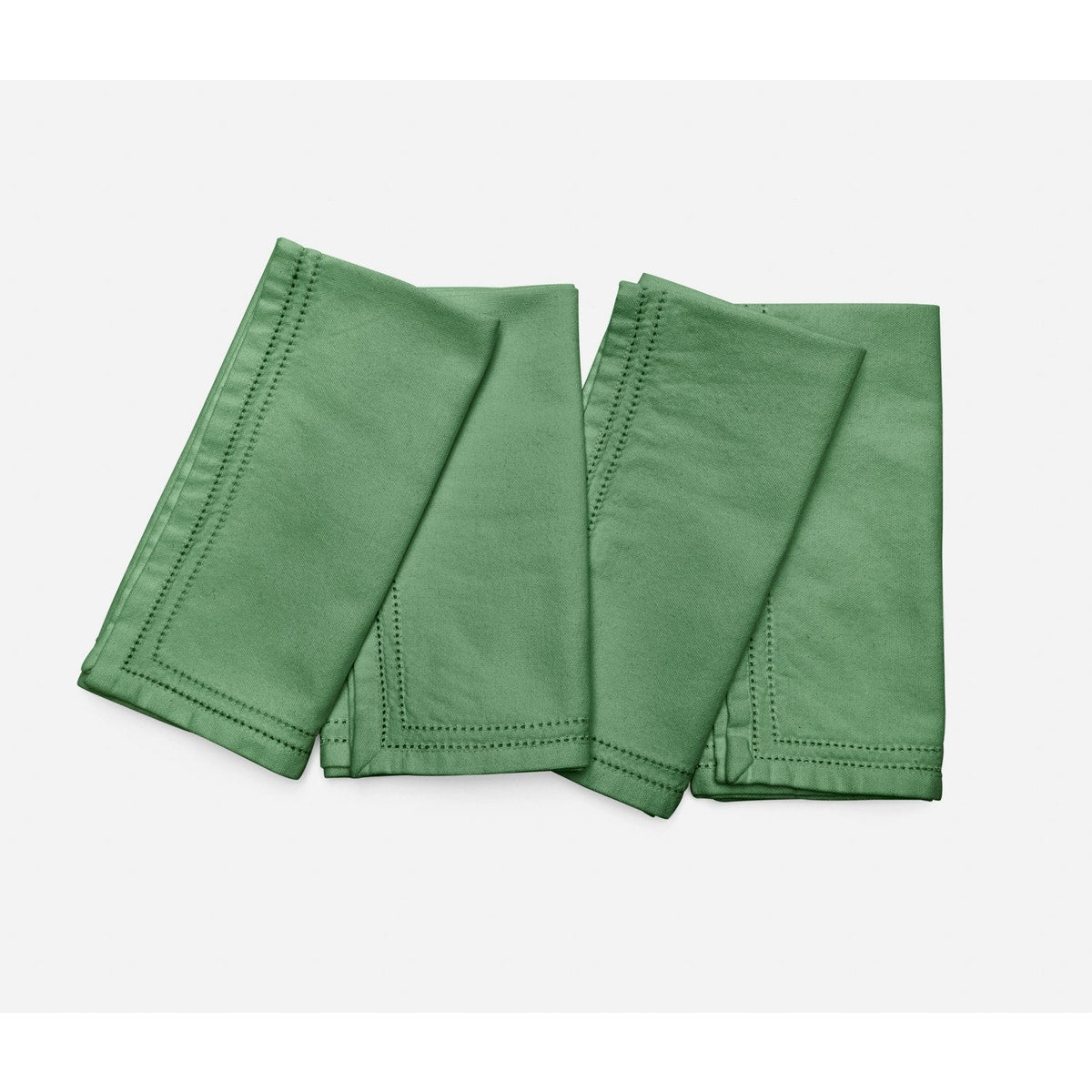 Betty Ivy Green Double Eyelet Cocktail Napkin Cotton Canvas 10X10 Pack/4