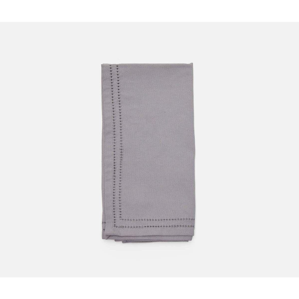 Betty Steel Gray Double Eyelet Cocktail Napkin Cotton Canvas 10X10 Pack/4