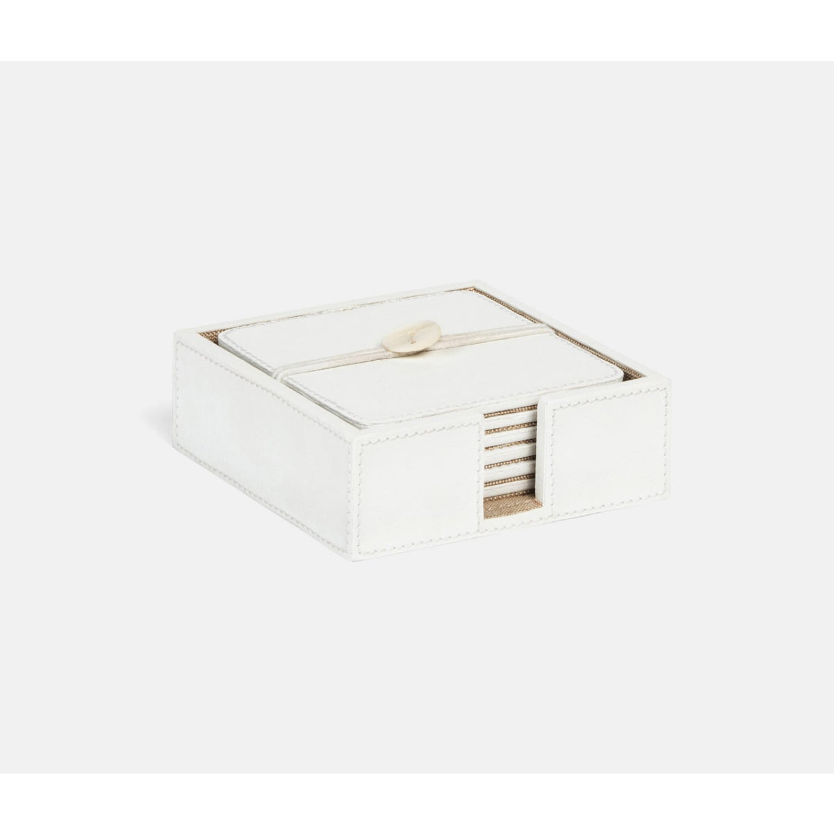 Brisbane Bright White Coasters Set Of 6 Square Marine Leather