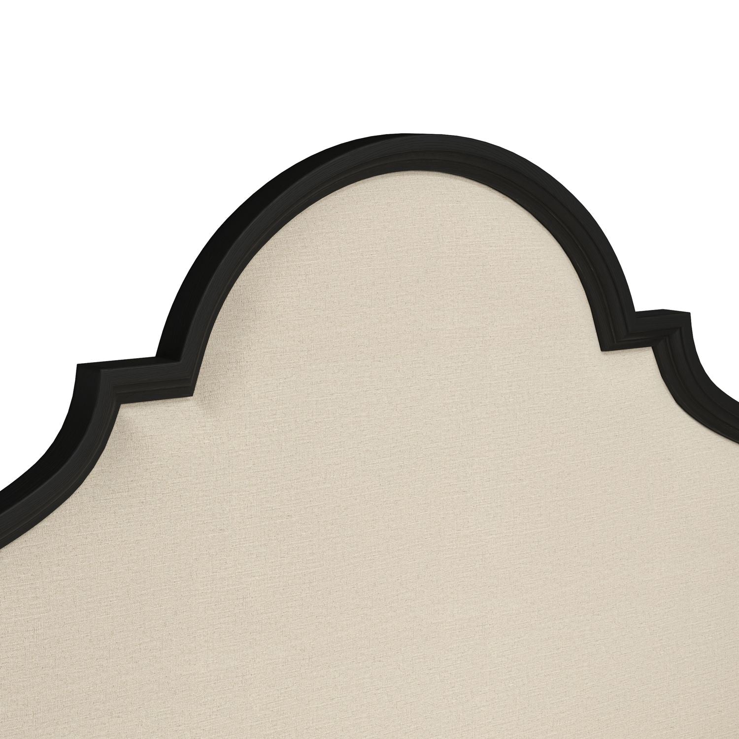 Atrium Upholstered King Bed — hand rubbed black with undertones of brown