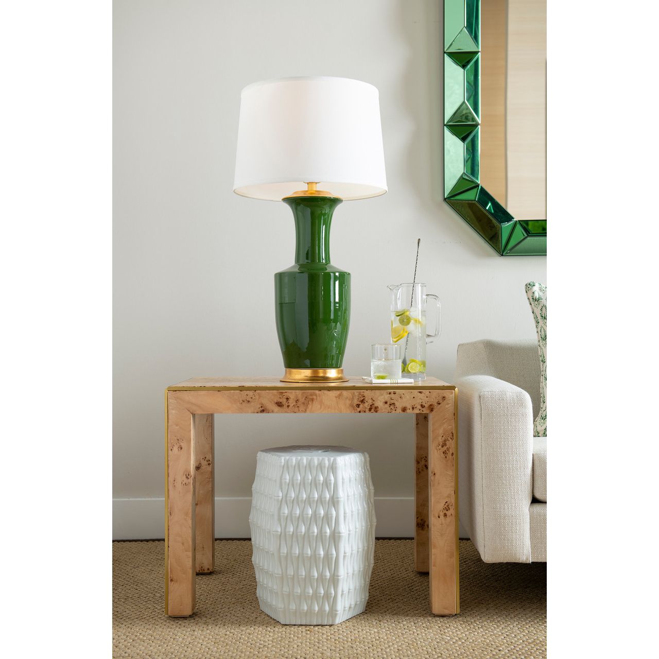 Burma Stool/ Side Table, Cool White