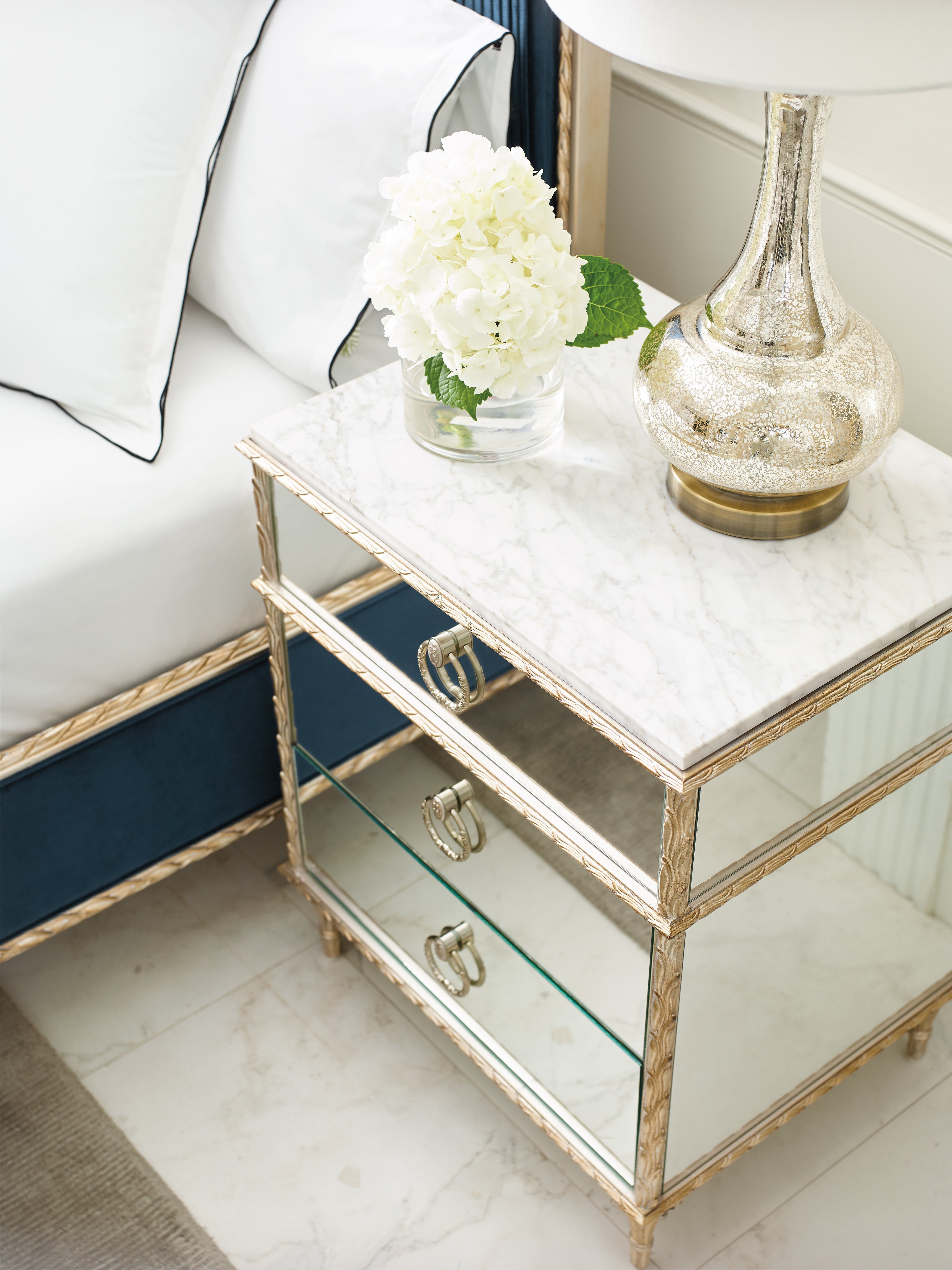 Nightstand  - Gold, White