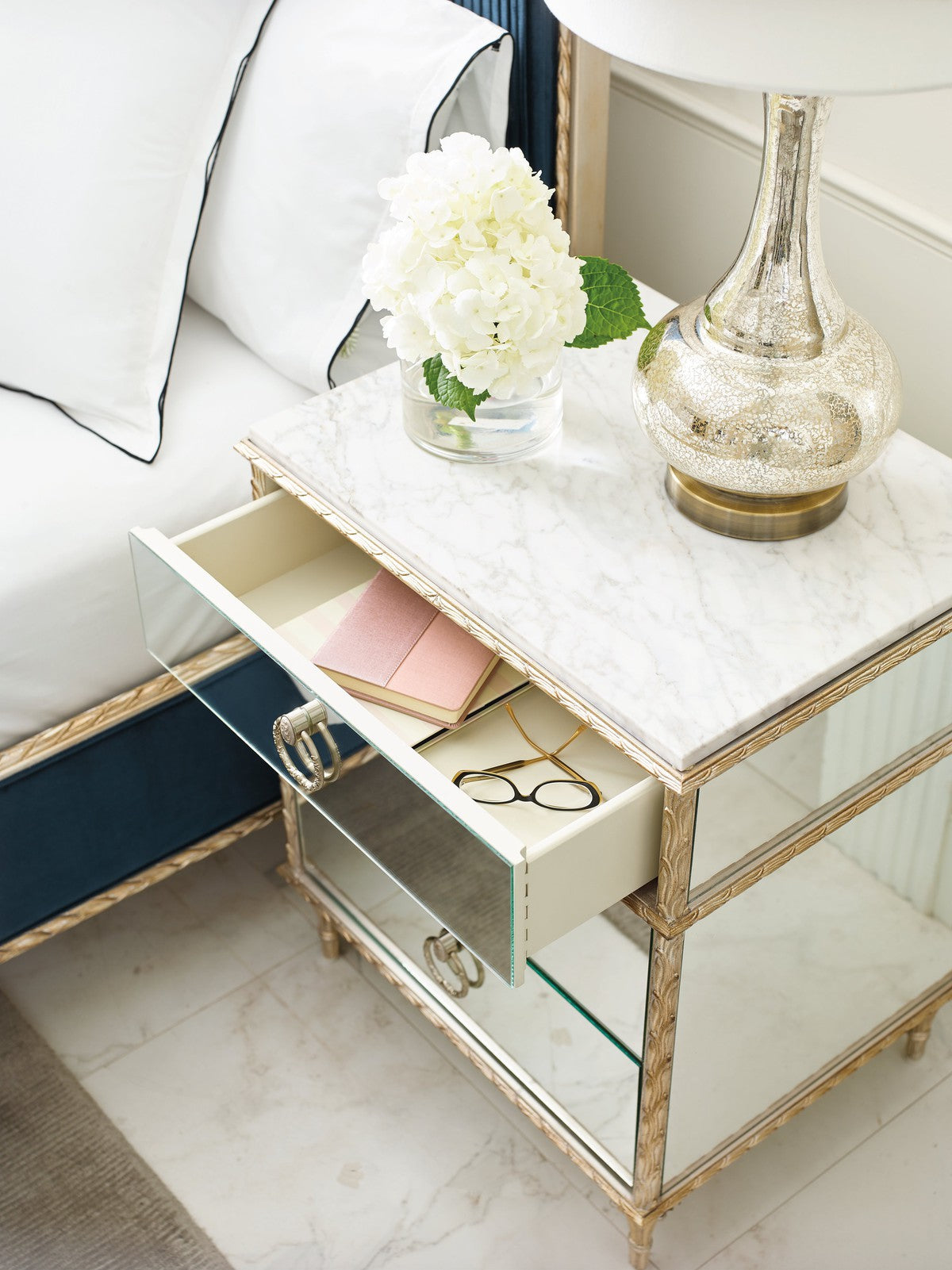Nightstand  - Gold, White