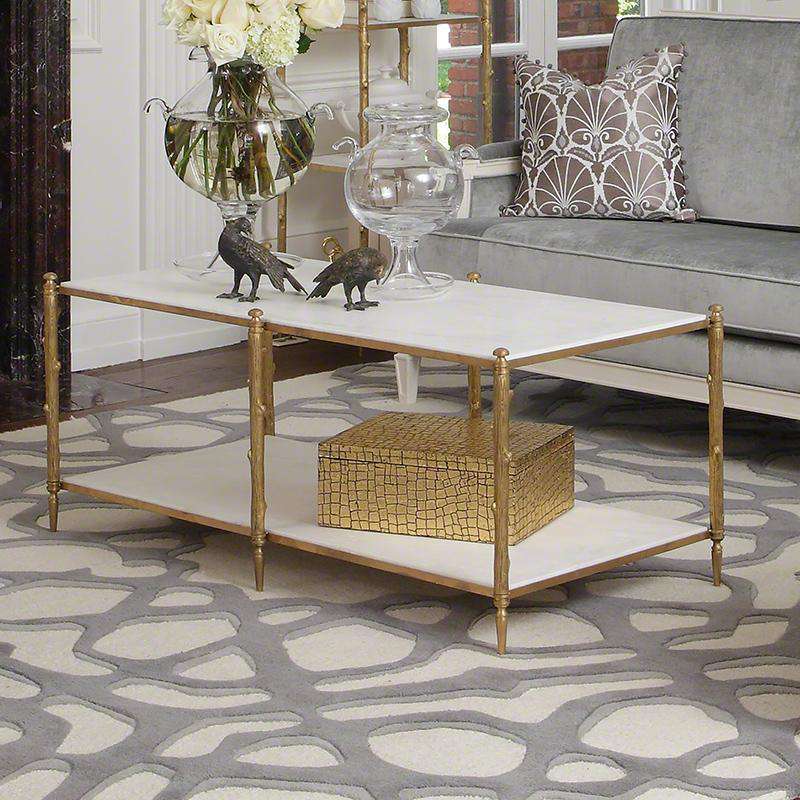 Arbor Cocktail Table - -Brass & White Marble-Global Views-GVSA-8.82036-Coffee Tables-2-France and Son