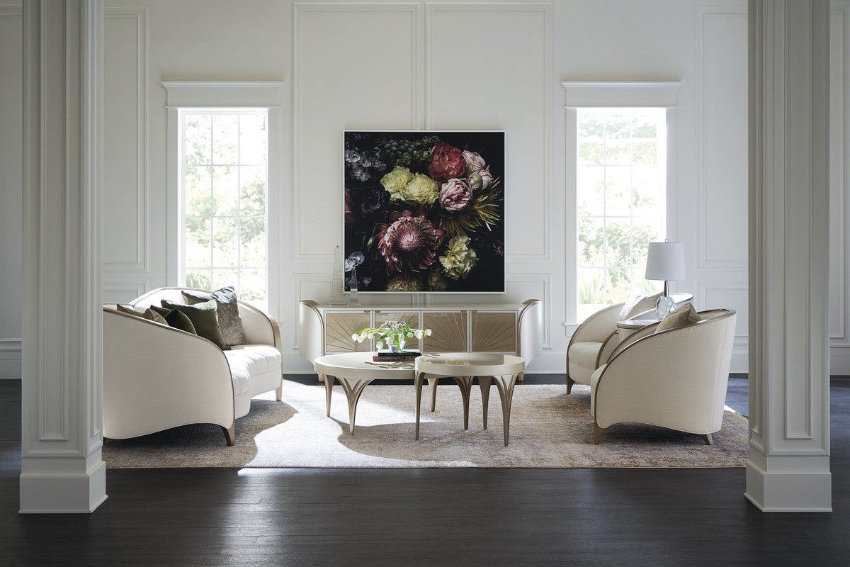 Valentina Media Console  - White, Gold