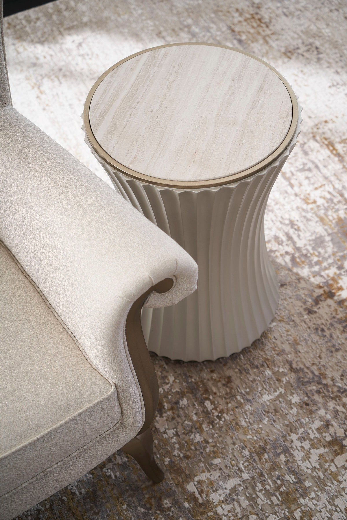 Valentina Accent Table  - White, Gold