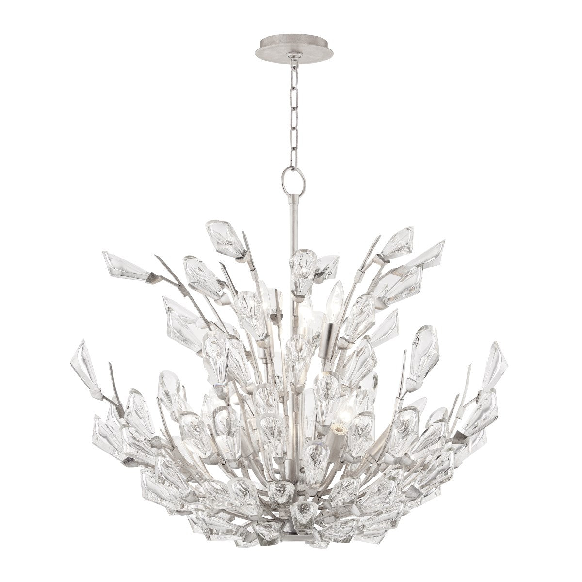 Tulip Ennead Chandelier-Hudson Valley-HVL-7228-SL-ChandeliersSilver Leaf-2-France and Son