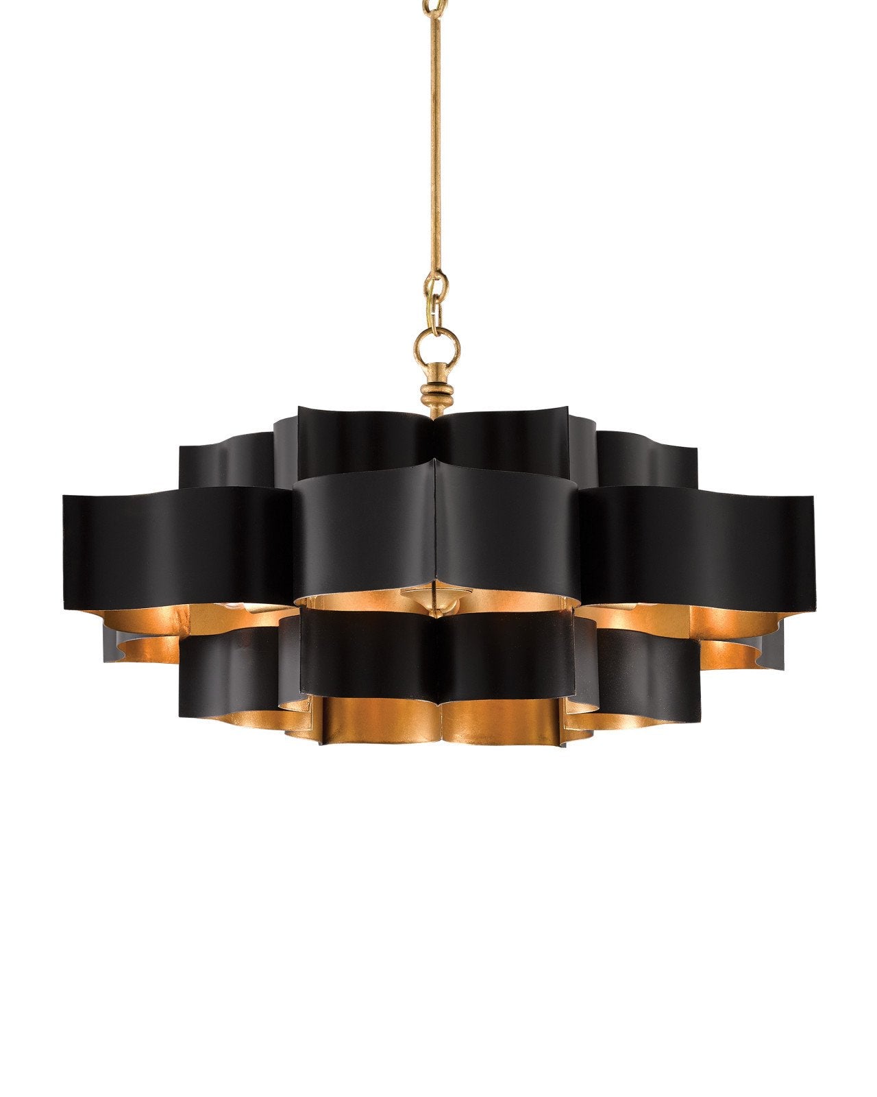 Grand Lotus Large Black Chandelier