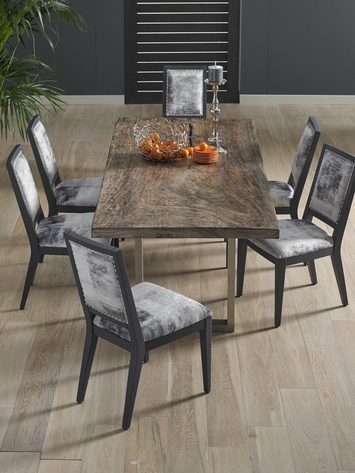 Mesmerize Dining Chair Mist Gray - Gray Wooden Legs-Phillips Collection-PHIL-PH81457-Dining Chairs-9-France and Son