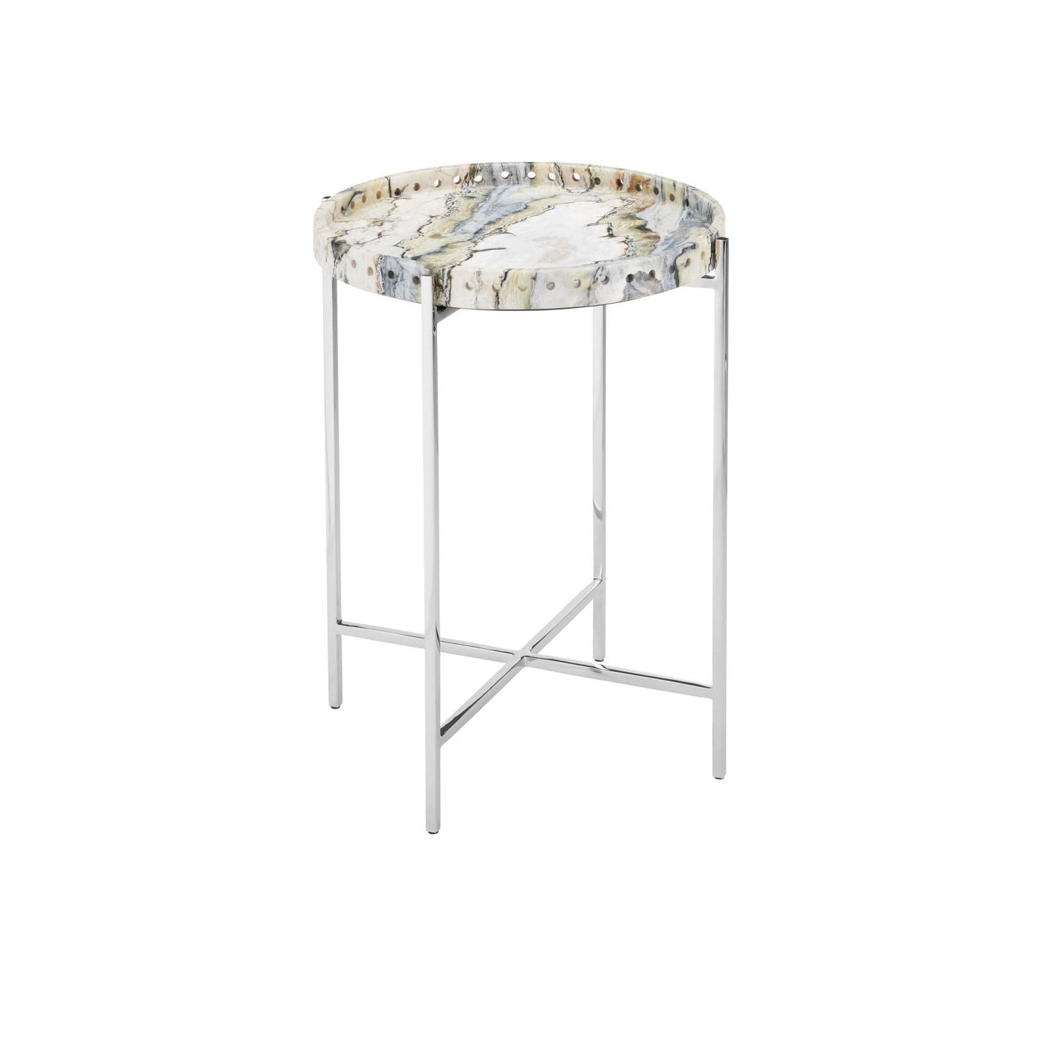 Freya Floral Jade Marble Accent Table