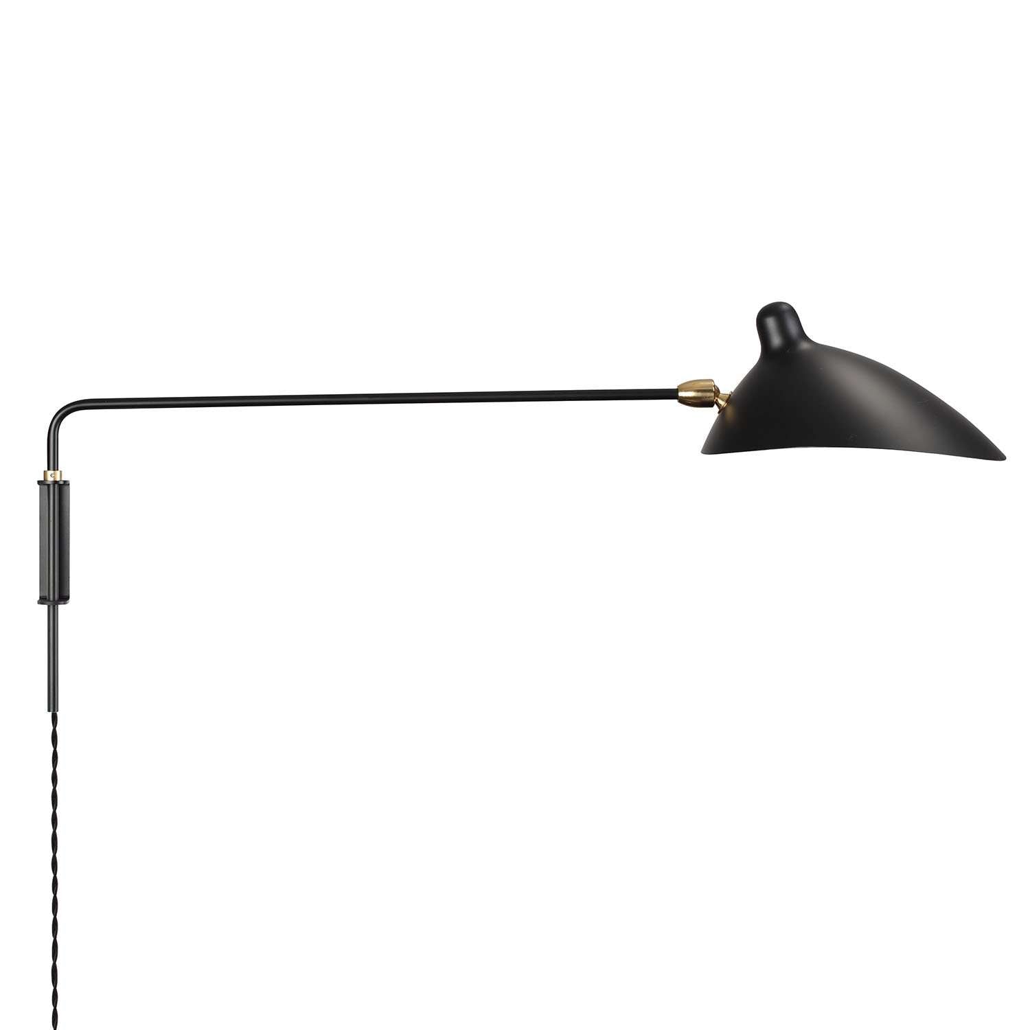 Mid Century Serge Rotating Wall Sconce-France & Son-LBW018BLK-Wall Lighting-1-France and Son