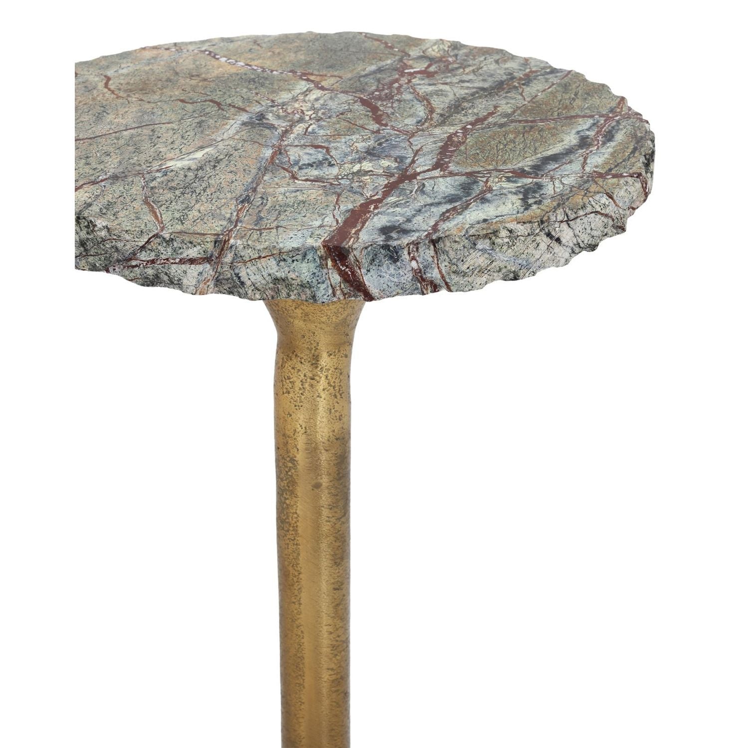 Additional view of Wilderness Drinks Table in antique brass and green-gray.