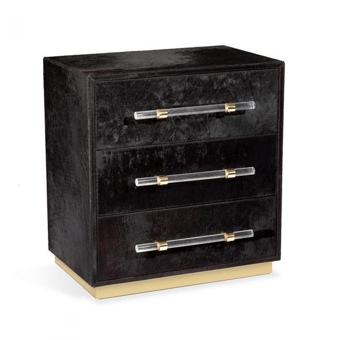 Cassian 3 Drawer Chest - Black/ Brass-Interlude-INTER-188120-Dressers-1-France and Son