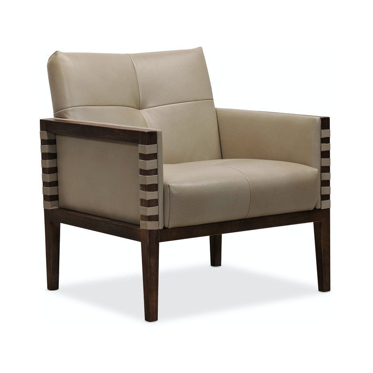 Carverdale Leather Club Chair w/ Wood Frame-Hooker-HOOKER-CC401-082-Lounge ChairsBrown-2-France and Son