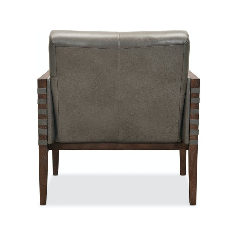 Carverdale Leather Club Chair w/ Wood Frame-Hooker-HOOKER-CC401-095-Lounge ChairsGrey-5-France and Son