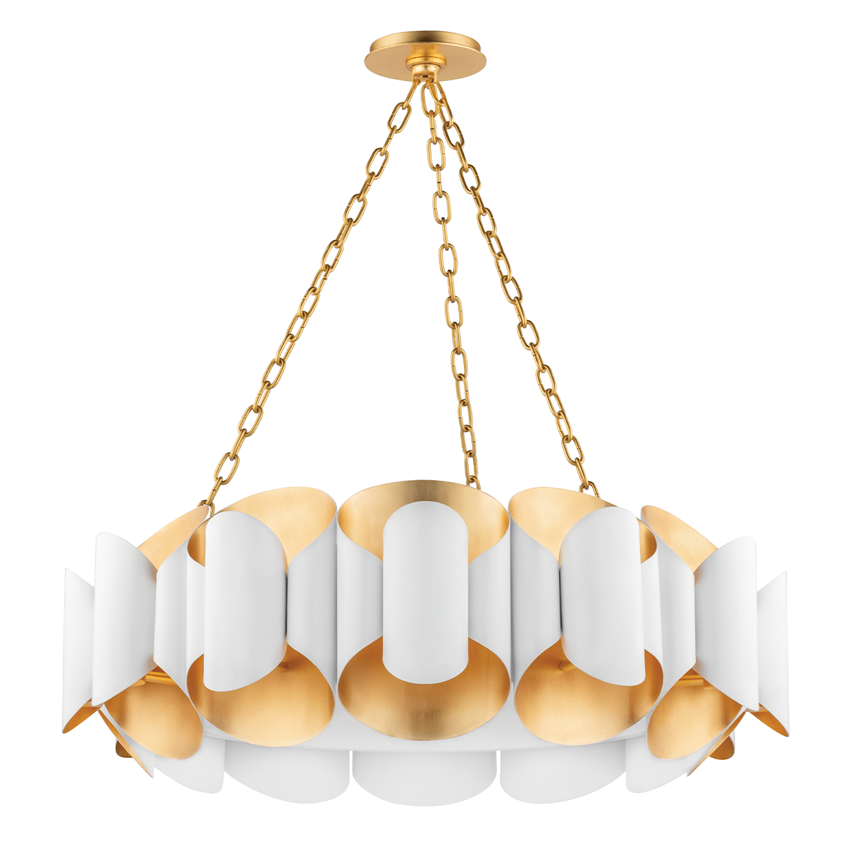 Banks 12 Light Chandelier-Hudson Valley-HVL-8534-GL/WH-ChandeliersGold Leaf / White-2-France and Son