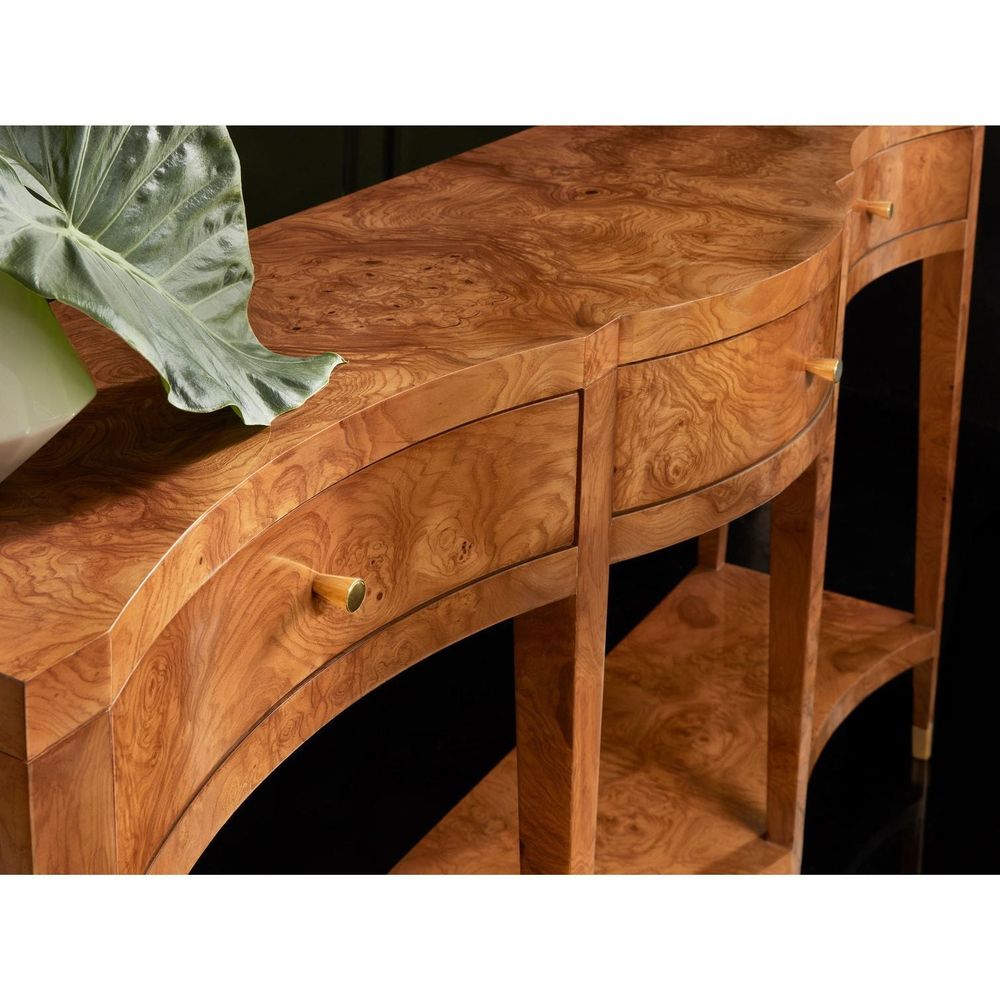Additional view of Serpentine Console-Olive Ashe in honey amber and warm caramel brown.