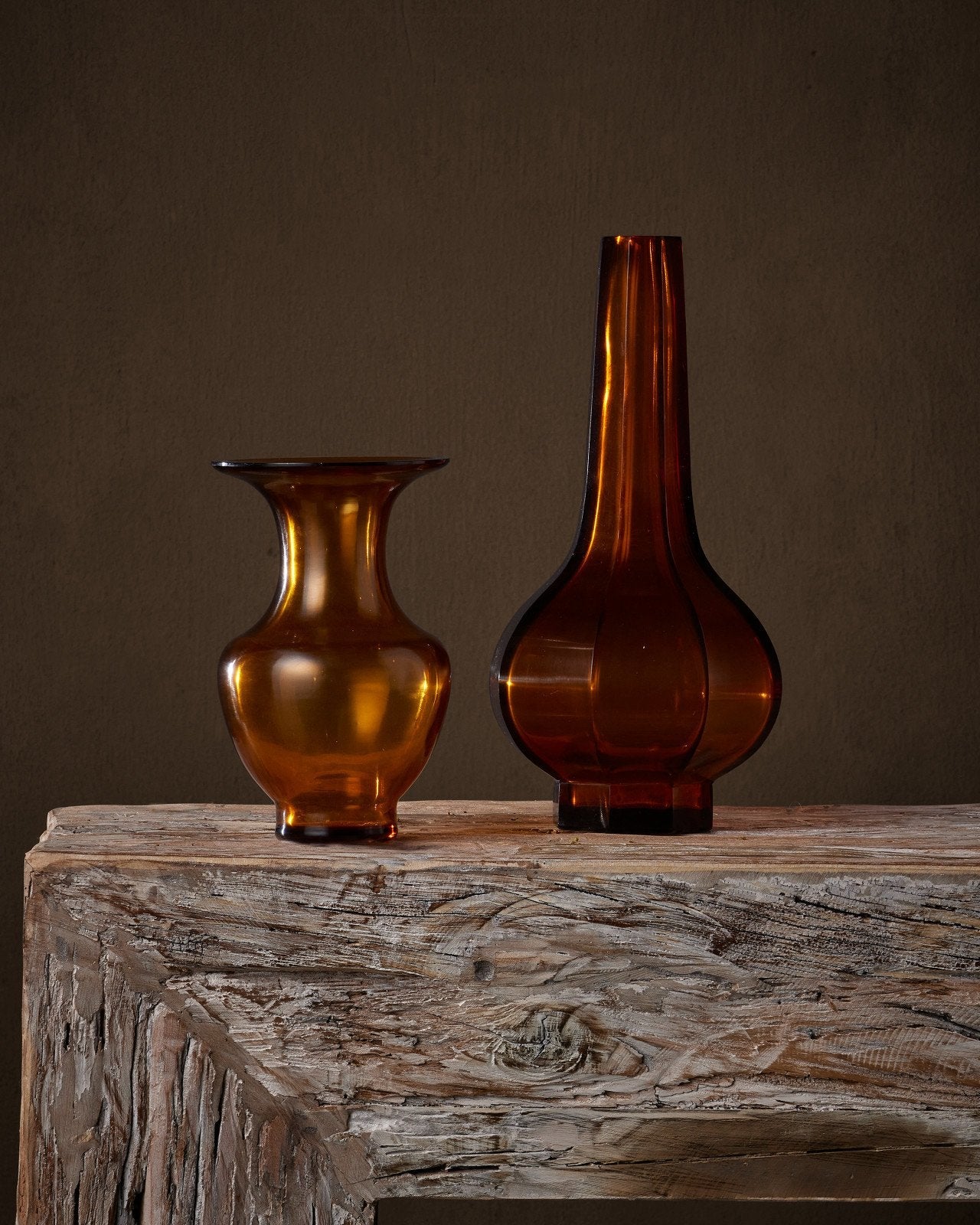 Amber & Gold Peking Stem Vase