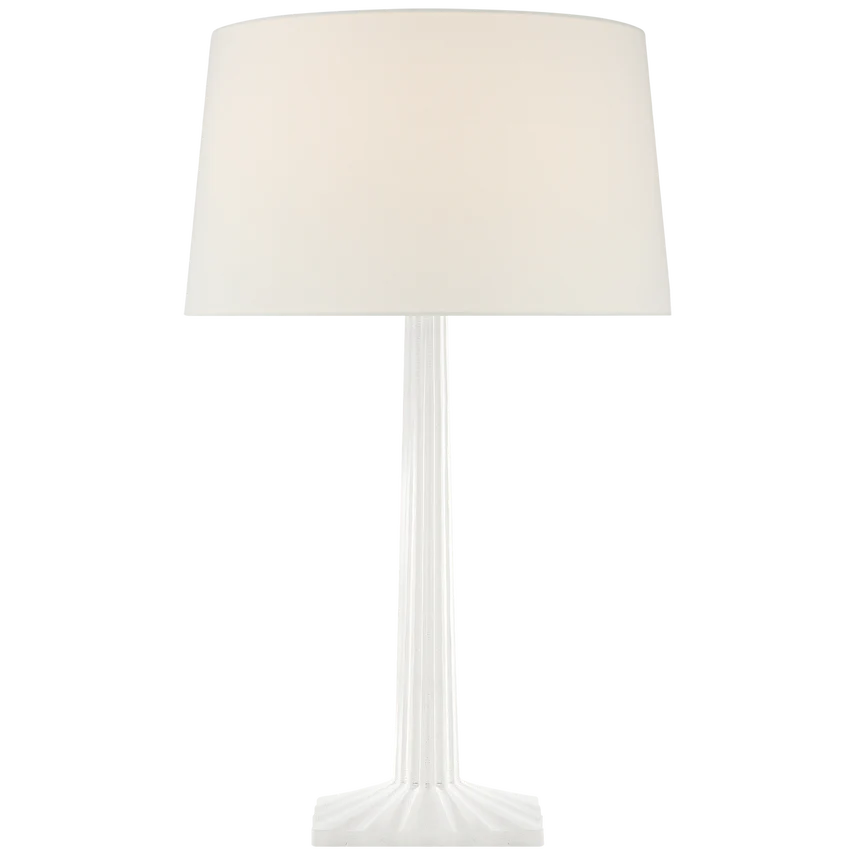 Suzan Fluted Column Table Lamp-Visual Comfort-VISUAL-CHA 8707WHT-L-Table LampsPlaster White-Linen Shades-6-France and Son