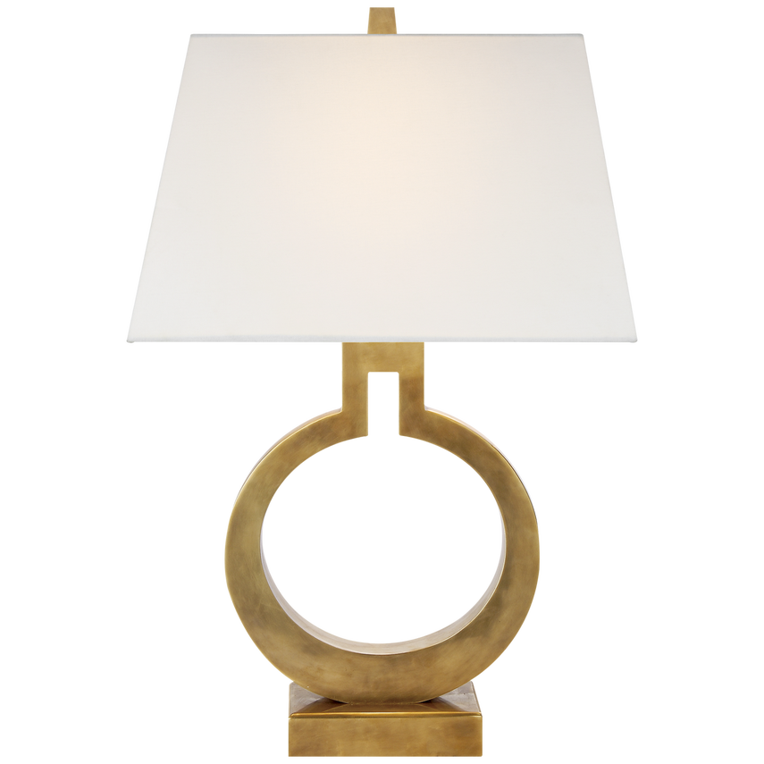Raylynn Form Table Lamp-Visual Comfort-VISUAL-CHA 8969AB-L-Table LampsSmall-Antique-Burnished Brass with Linen Shade-21-France and Son