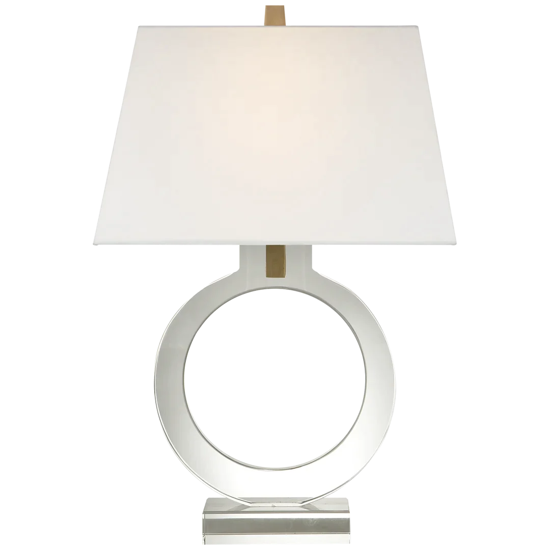 Raylynn Form Table Lamp-Visual Comfort-VISUAL-CHA 8969CG-L-Table LampsSmall-Crystal - Linen Shade-15-France and Son