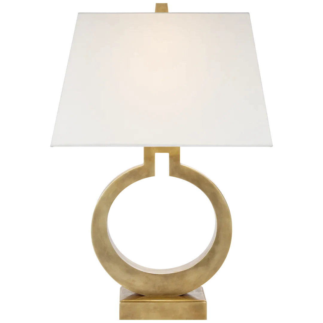 Raylynn Form Table Lamp-Visual Comfort-VISUAL-CHA 8970AB-L-Table LampsLarge-Antique-Burnished Brass with Linen Shade-16-France and Son