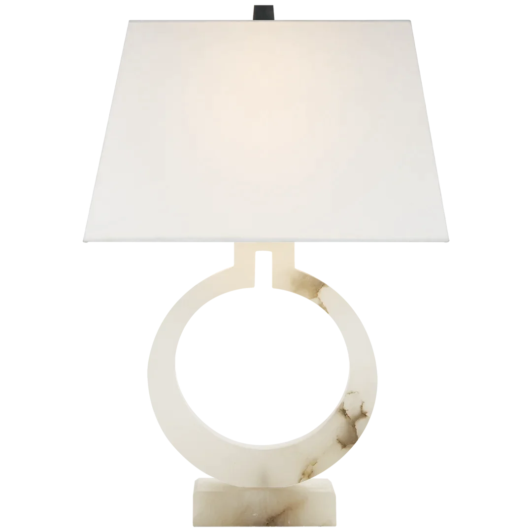 Raylynn Form Table Lamp-Visual Comfort-VISUAL-CHA 8970ALB-L-Table LampsLarge-Alabaster with Linen Shade-17-France and Son