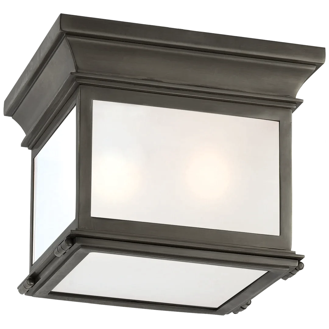 Clone Small Square Flush Mount-Visual Comfort-VISUAL-CHC 4128BZ-FG-Flush MountsBronze-Frosted Glass-6-France and Son