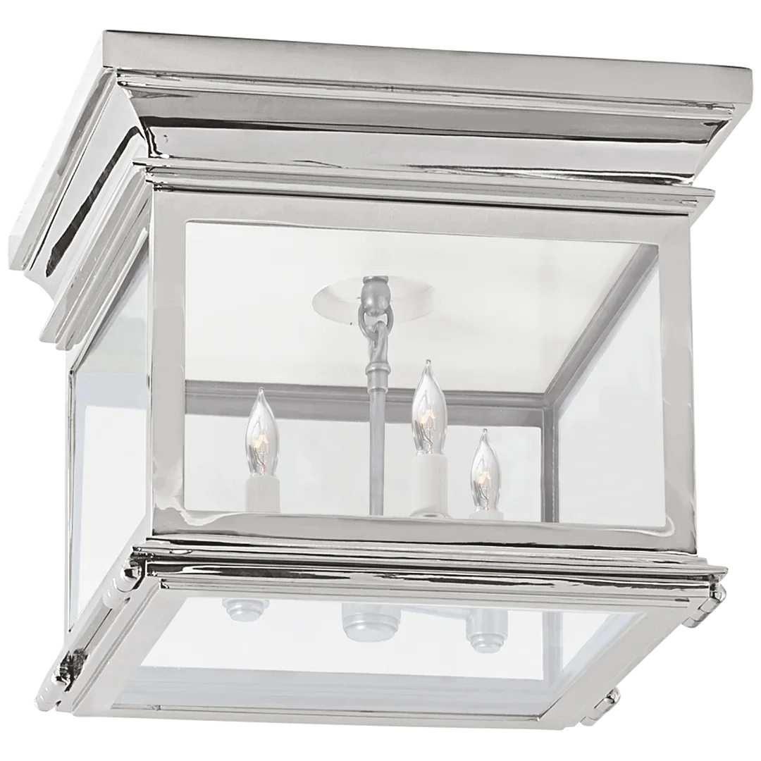 Clone Small Square Flush Mount-Visual Comfort-VISUAL-CHC 4128PN-CG-Flush MountsPolished Nickel-Clear Glass-7-France and Son