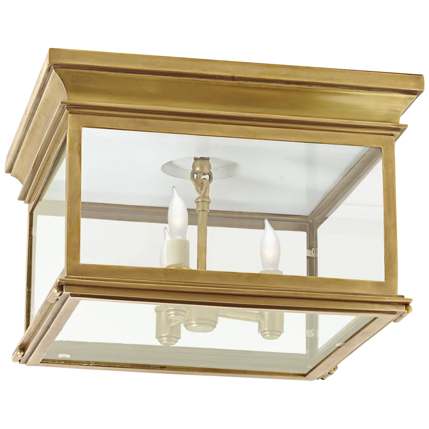 Clone Large Square Flush Mount-Visual Comfort-VISUAL-CHC 4129AB-CG-Flush MountsAntique-Burnished Brass / 4129AB-CG-Clear Glass-1-France and Son