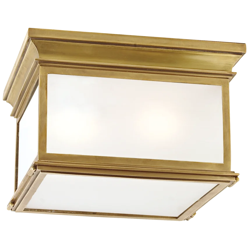 Clone Large Square Flush Mount-Visual Comfort-VISUAL-CHC 4129AB-FG-Flush MountsAntique-Burnished Brass / 4129AB-FG-Frosted Glass-2-France and Son
