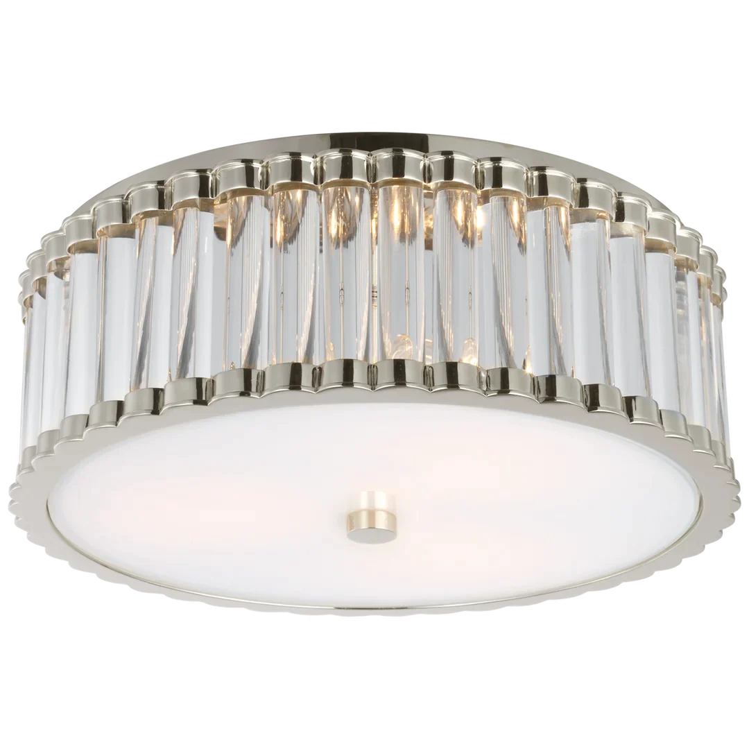 Keaner 14" Flush Mount-Visual Comfort-VISUAL-CHC 4925PN-CG-Flush MountsPolished Nickel-Clear Glass Rods and Frosted Glass Diffuser-2-France and Son