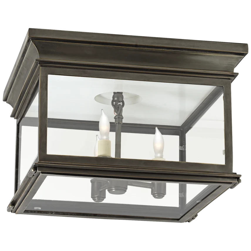 Clone Large Square Flush Mount-Visual Comfort-VISUAL-CHO 4311BZ-CG-Flush MountsBronze / 4311BZ-CG-Clear Glass-11-France and Son
