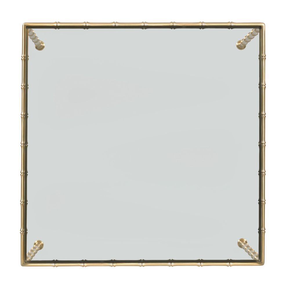Alternate view of Lacoste Game Table in brass gold and clear.