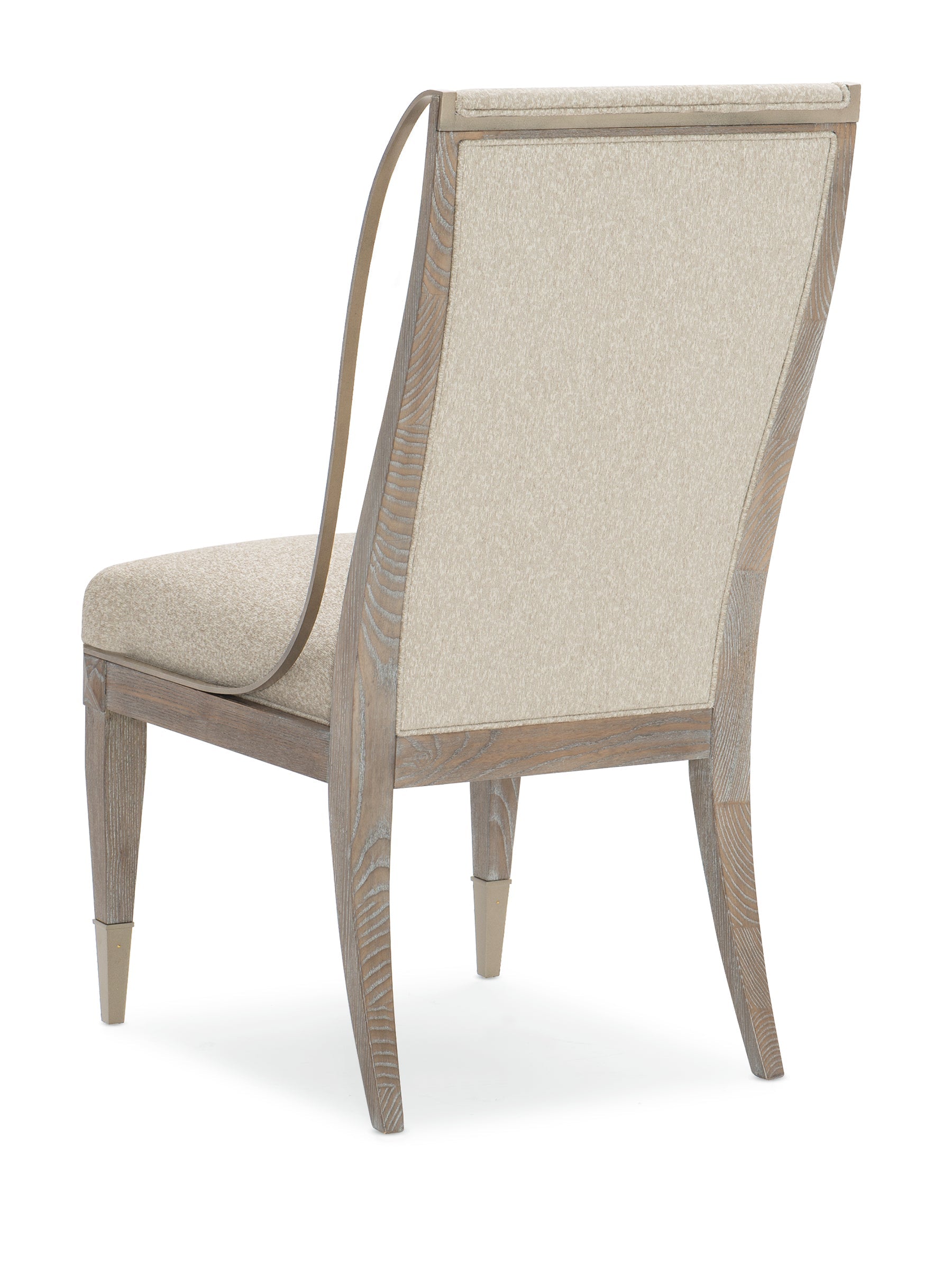 Open Arms Side Chair  - Brown, Beige, Gold