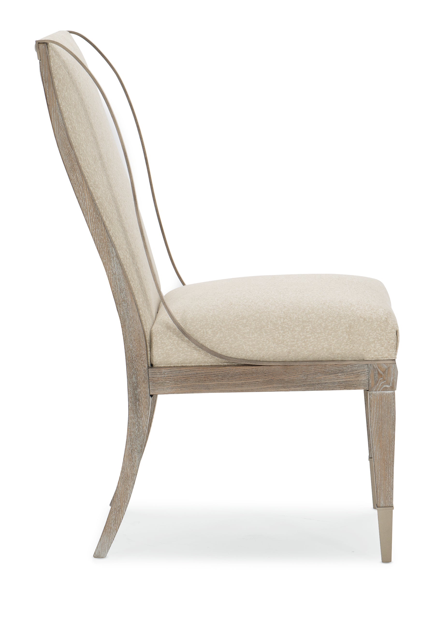 Open Arms Side Chair  - Brown, Beige, Gold