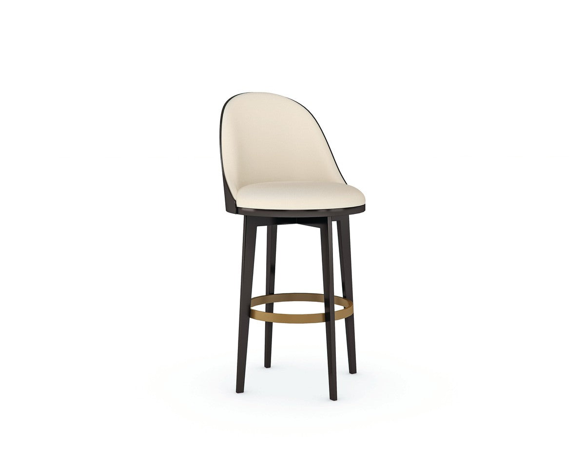 Another Round Bar Stool  - Brown, Gold, Beige