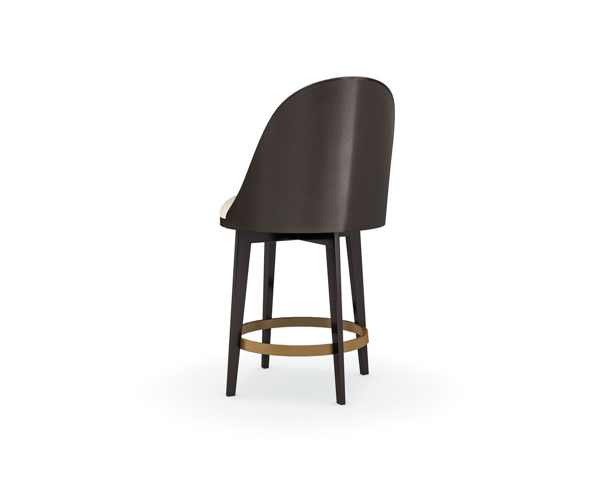 Another Round Counter Stool  - Brown, Gold, Beige