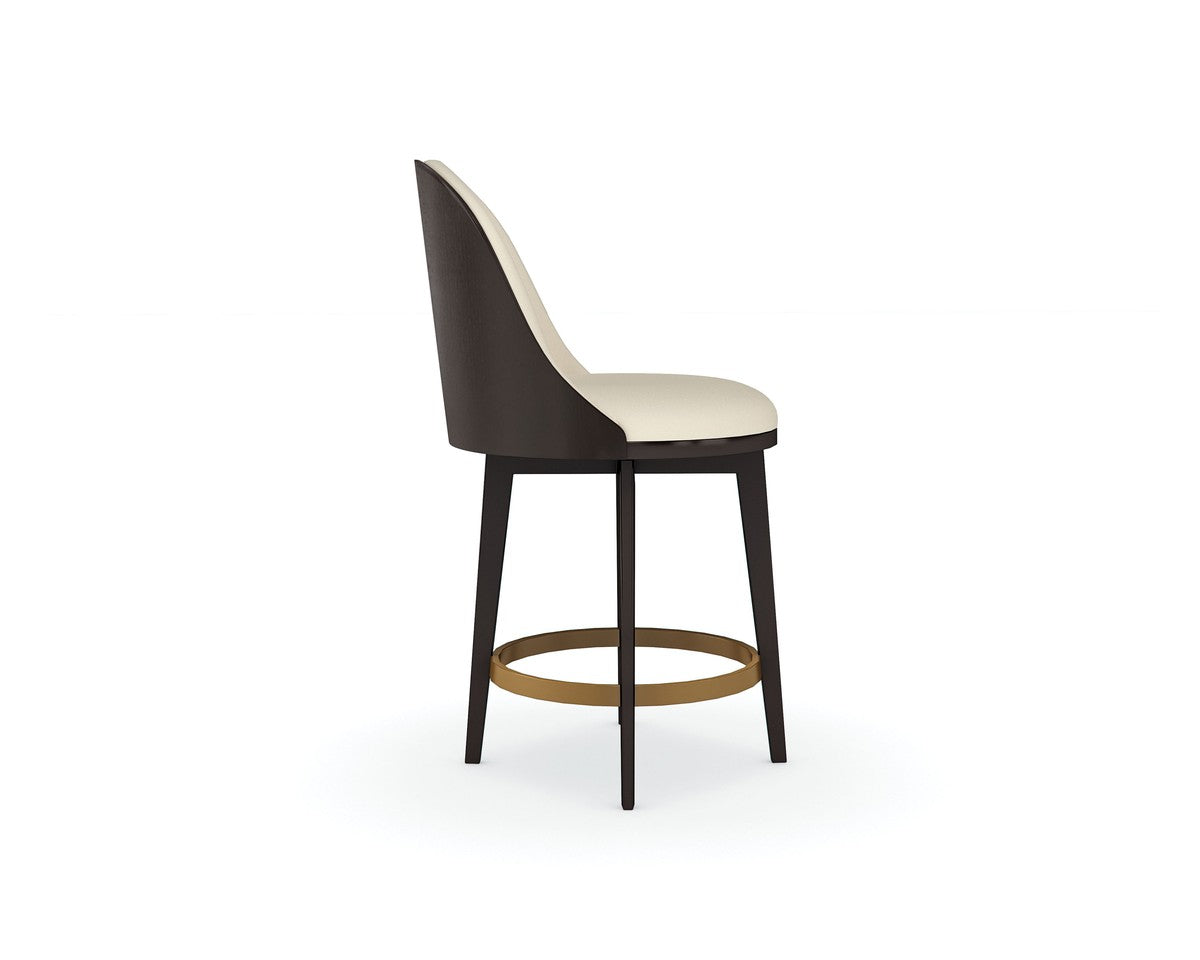 Another Round Counter Stool  - Brown, Gold, Beige