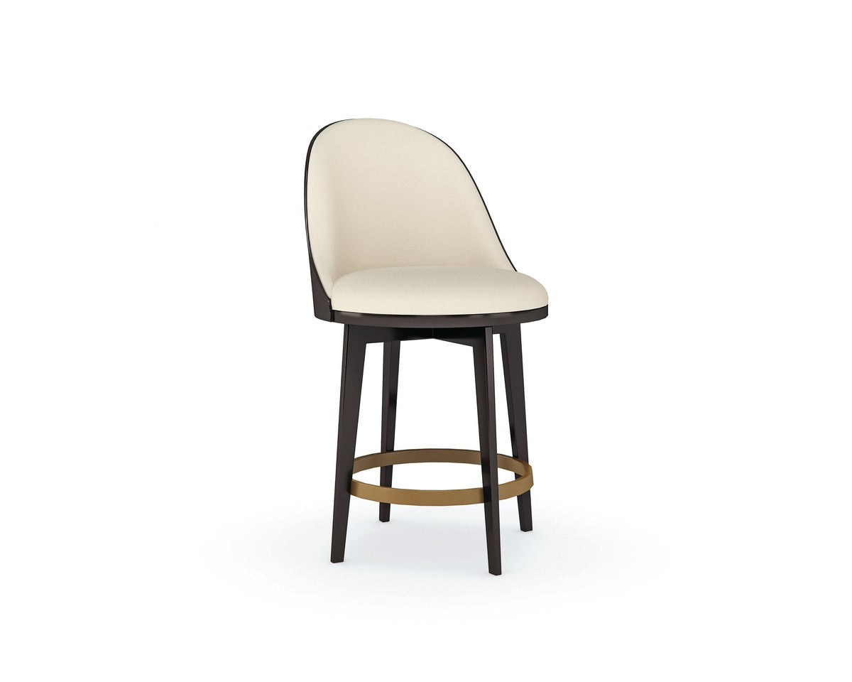 Another Round Counter Stool  - Brown, Gold, Beige